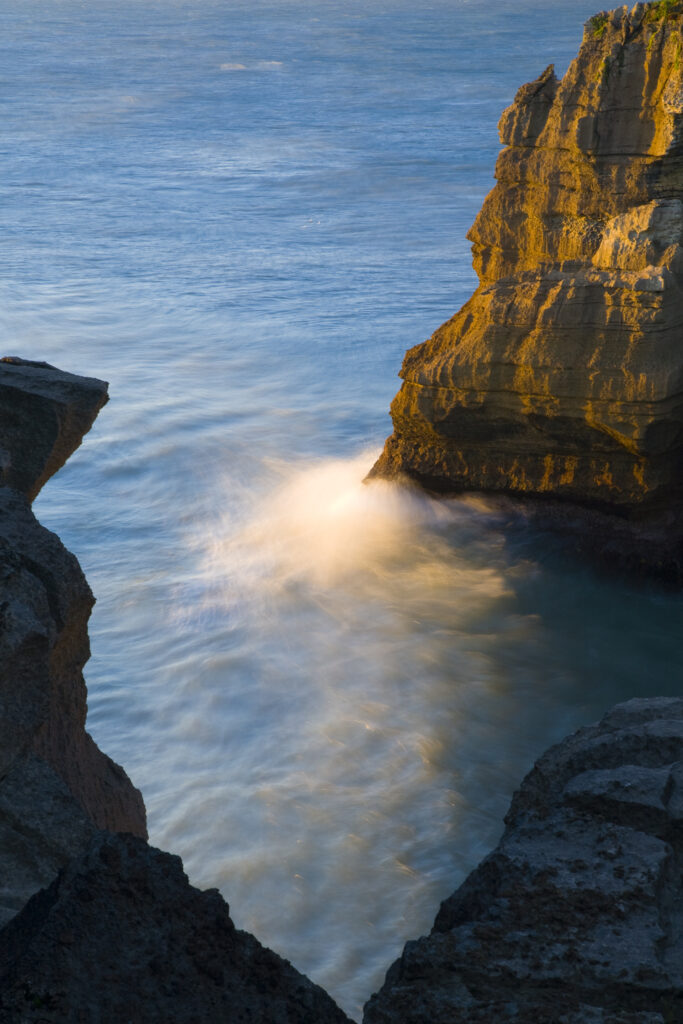 New Zealand, Westland, Punakaiki. A rock formation along the west coast near Punakaiki.