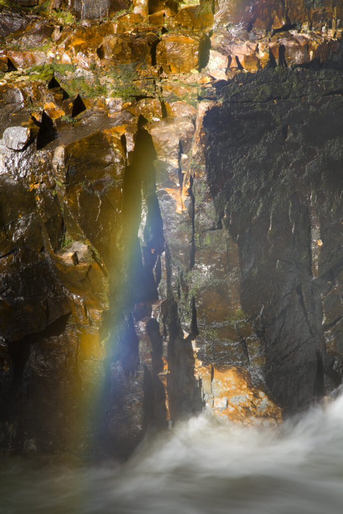 Australia, Tasmania, Cradle Mt - Lake St Clair National Park. Rainbow above Ferguson Falls on the Overland Track