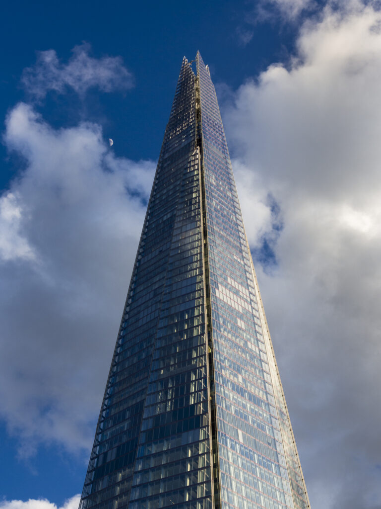 England, London, London Bridge Quater. The Shard, also referred to as the Shard of Glass, Shard London Bridge and formerly London Bridge Tower, is a 72-storey skyscraper in London and is the tallest building in the European Union.