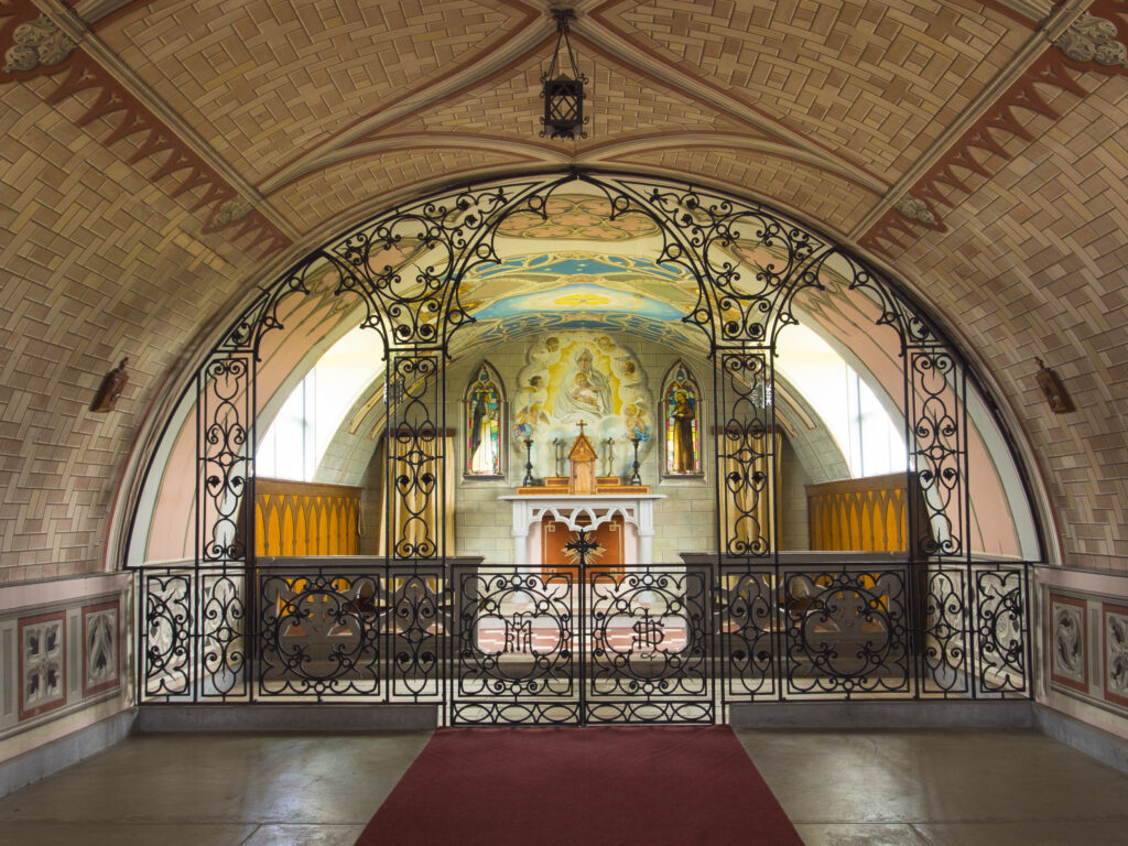 Scotland, Orkney Islands, Italian Chapel. The Italian Chapel on Lamb Holm part of the Orkney Islands, built and decorated by italian prisoners of war during the second world war in 1942.