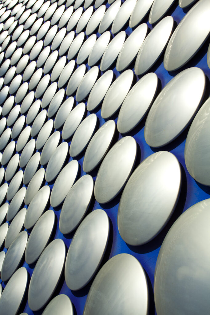 England, West Midlands, Birmingham. Abstract shapes of the modern Selfridges building, part of the Bull Ring shopping centre in Birmingham.