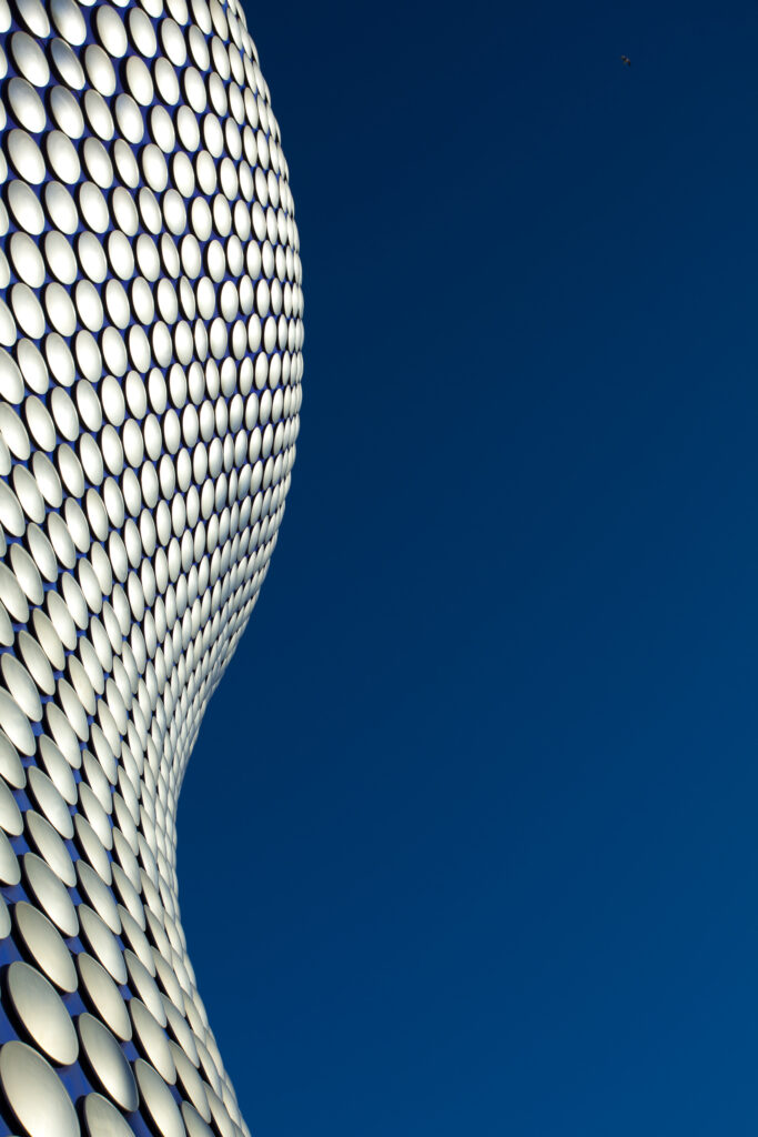 England, West Midlands, Birmingham. Abstract shapes of the modern Selfridges building, part of the Bull Ring shopping centre in Birmingham.
