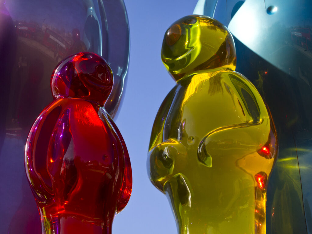 England, London, Marble Arch. The Jelly Baby sculpture created by Italian pop artist Mauro Perucchetti on display at Marble Arch in London.
