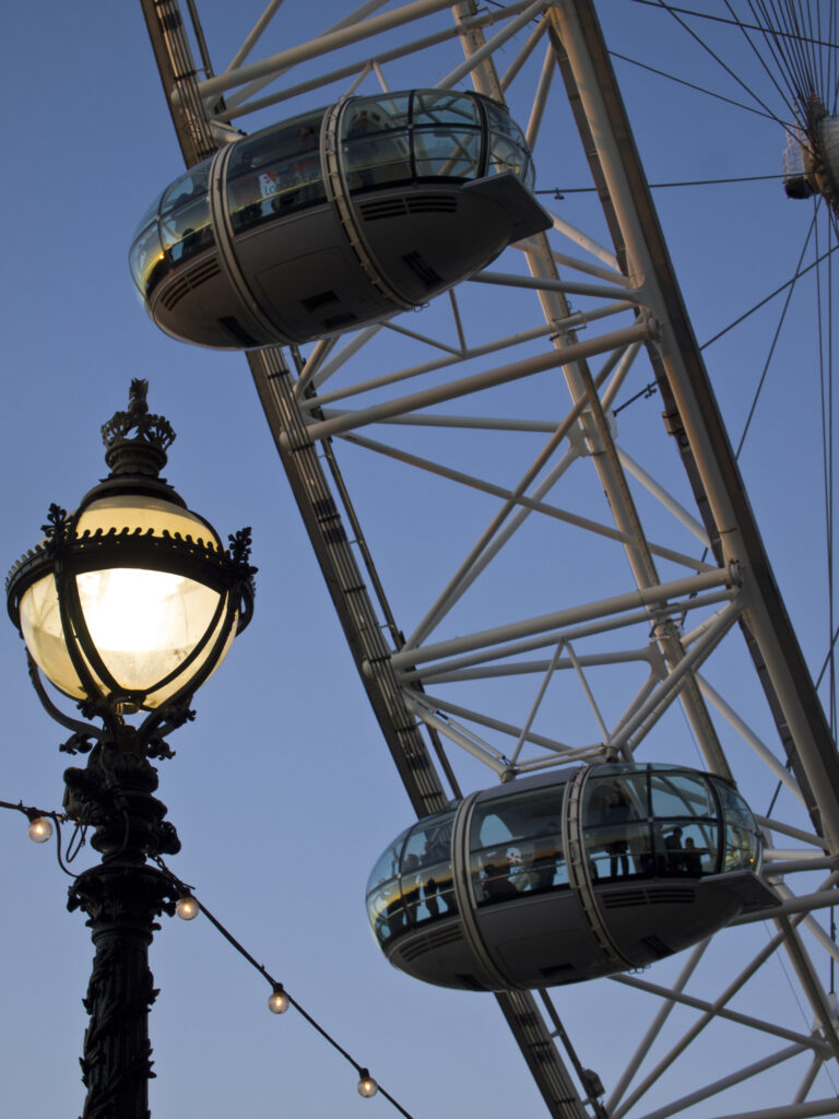 England, Greater London, London Borough of Lambeth. The London Eye (also known as the Millennium Wheel), the tallest Ferris wheel in Europe located on the south bank of the River Thames.