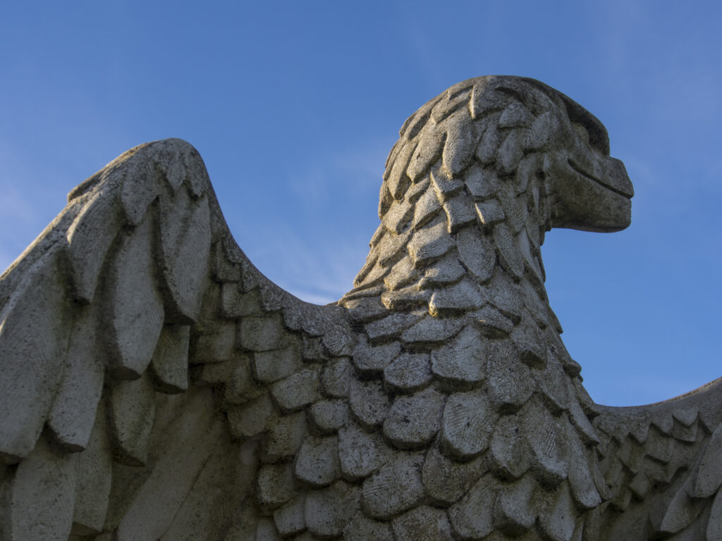 England, Tyne and Wear, Newcastle Upon Tyne. Stone Eagle in Leazes Park, the oldest public park in Newcastle, opened in 1873.