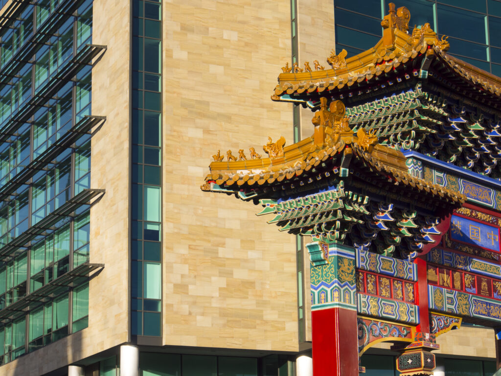 England, Tyne and Wear, Newcastle Upon Tyne. Detail of Chinese artwork and design on the Chinese Arch heralding the entry into the China Town area of Newcastle.