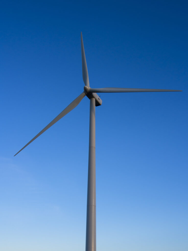 England, Northumberland, Lynemouth. Wind turbines / wind farm located near Ashington, owned and installation started by ScottishPower Renewables in 2011 - Completed in 2012.