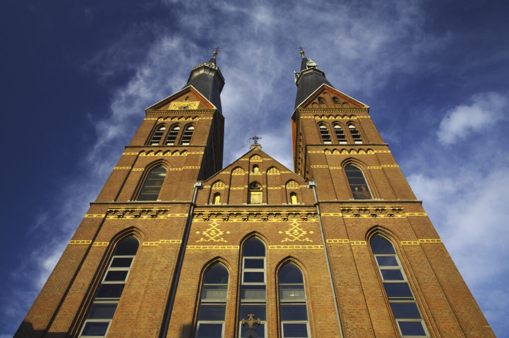 Netherlands, North Holland, Amsterdam. The Onze Lieve Vrouwe Onbevlekt Ontvangen or Posthoornkerk Church located along the Haarlemmerstraat in Amsterdam City.
