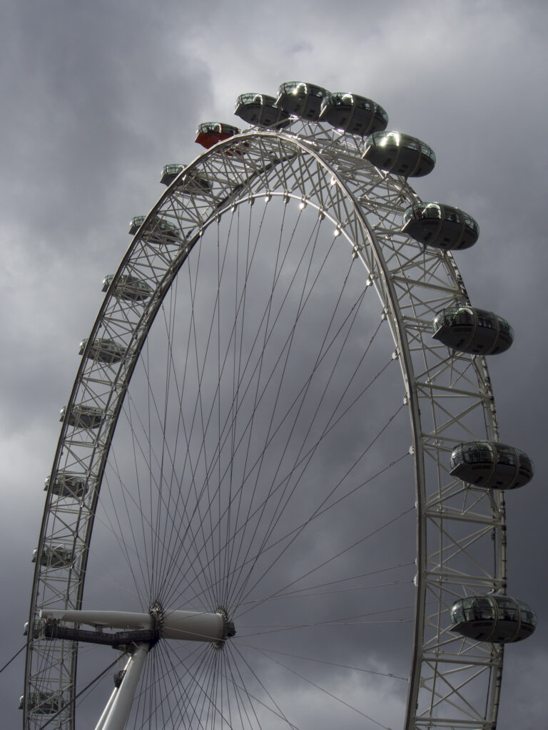 England, Greater London, London Borough of Lambeth. The London Eye (also known as the Millennium Wheel), the tallest Ferris wheel in Europe located on the south bank of the River Thames.