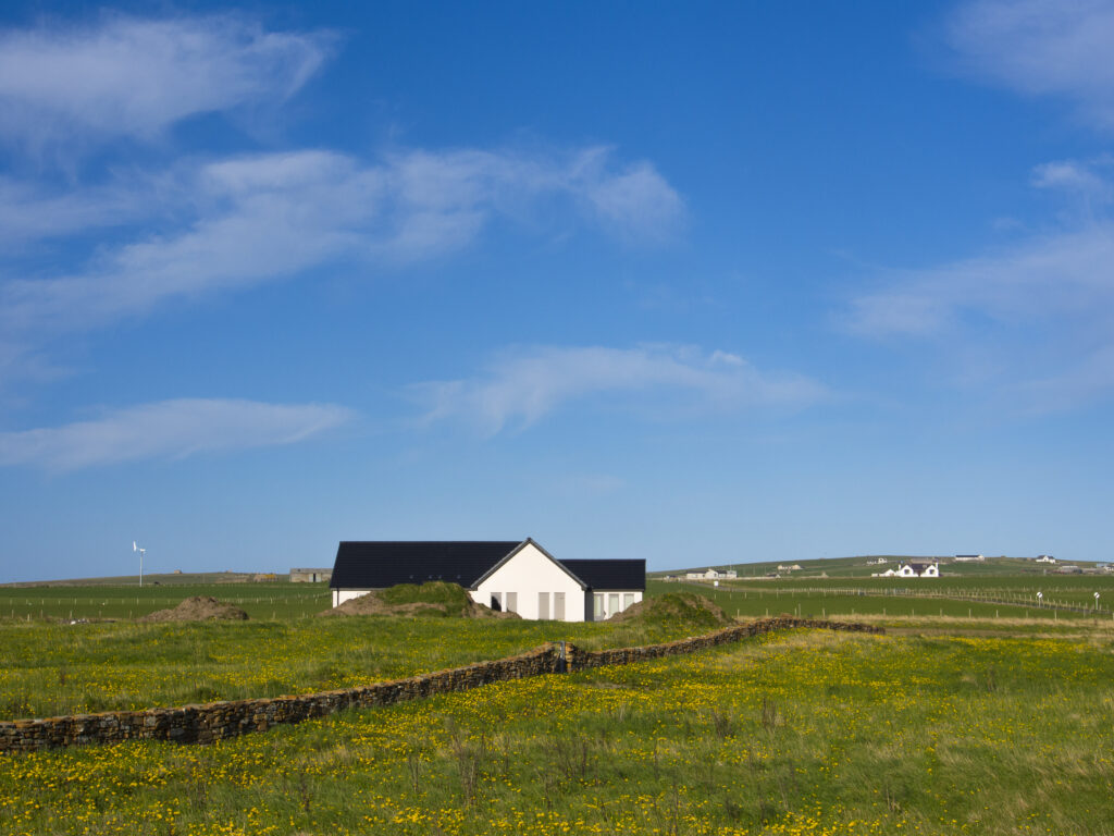 Scotland, Orkney Islands, Mainland Orkney. House in Birsay parish, a small settlement on the west coast of mainland Orkney.
