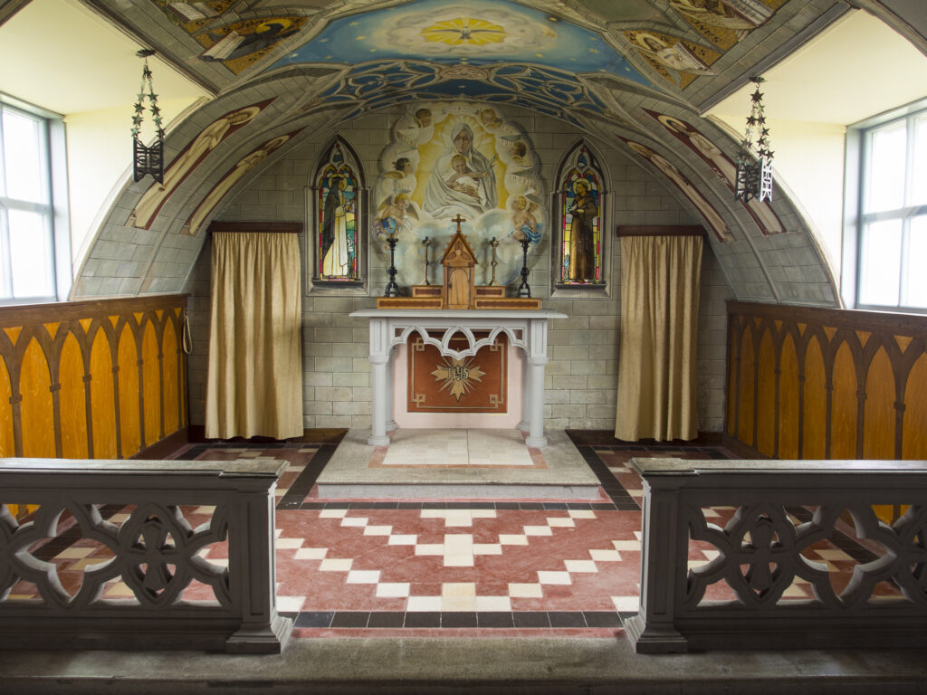 Scotland, Orkney Islands, Italian Chapel. The Italian Chapel on Lamb Holm part of the Orkney Islands, built and decorated by italian prisoners of war during the second world war in 1942.