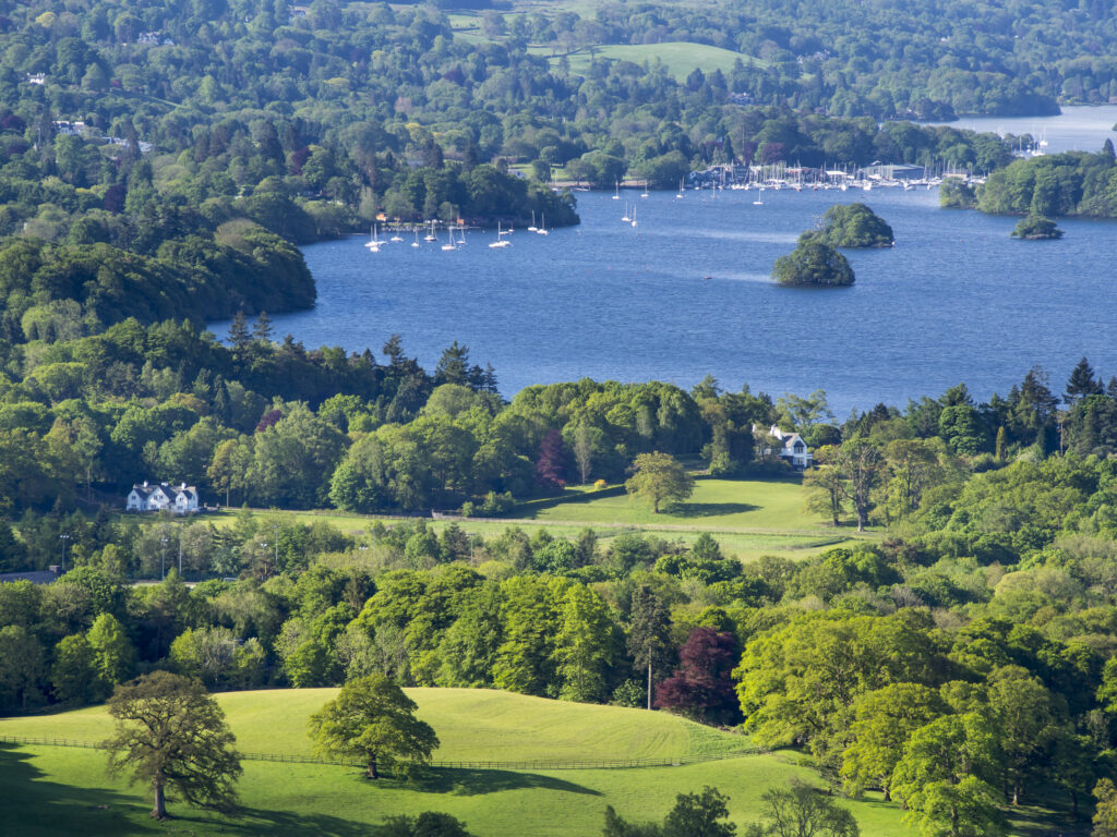 England, Cumbria, Lake District National Park. Rolling countryside near the small village of Troutbeck above Lake Windermere.