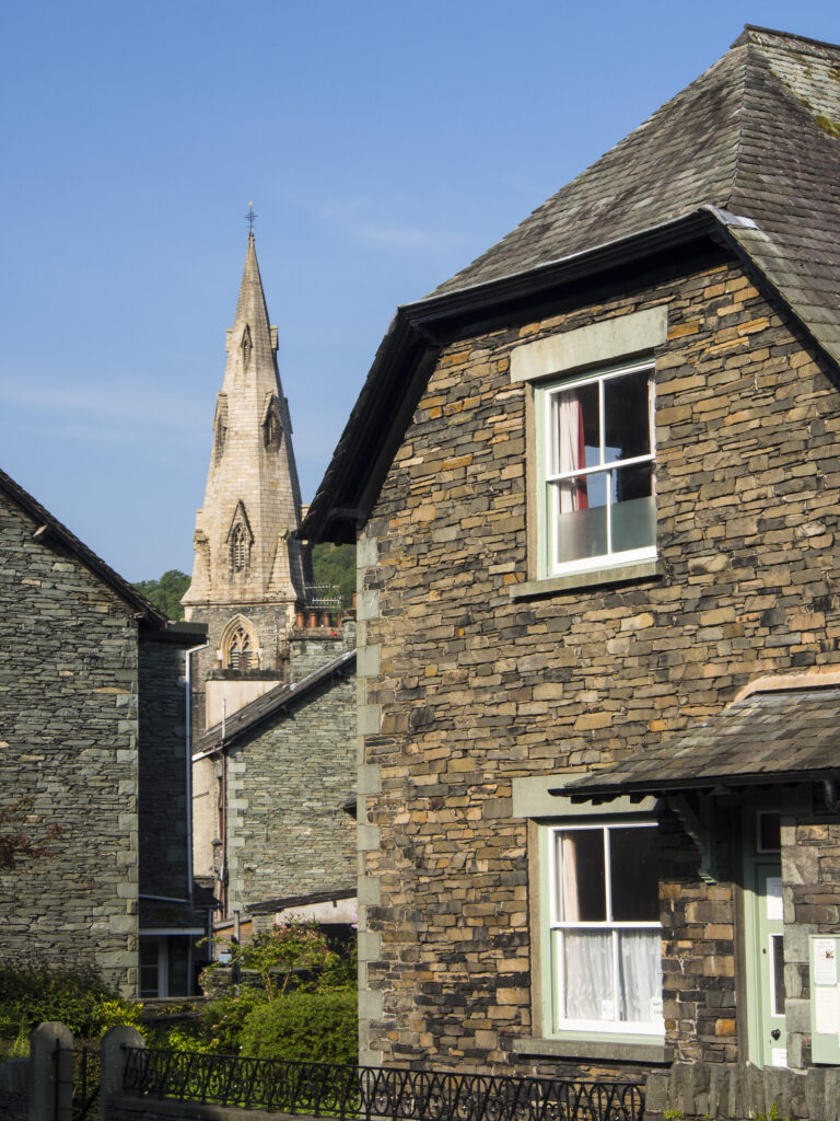 England, Cumbria, Lake District National Park. Baptist Church and St. Mary Community Church, Ambleside.