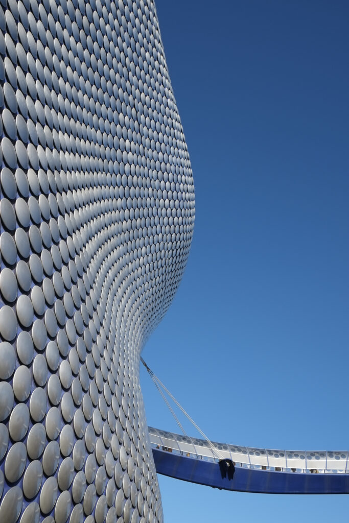 England, West Midlands, Birmingham City. Abstract shapes of the modern Selfridges building, part of the Bull Ring shopping centre in Birmingham.