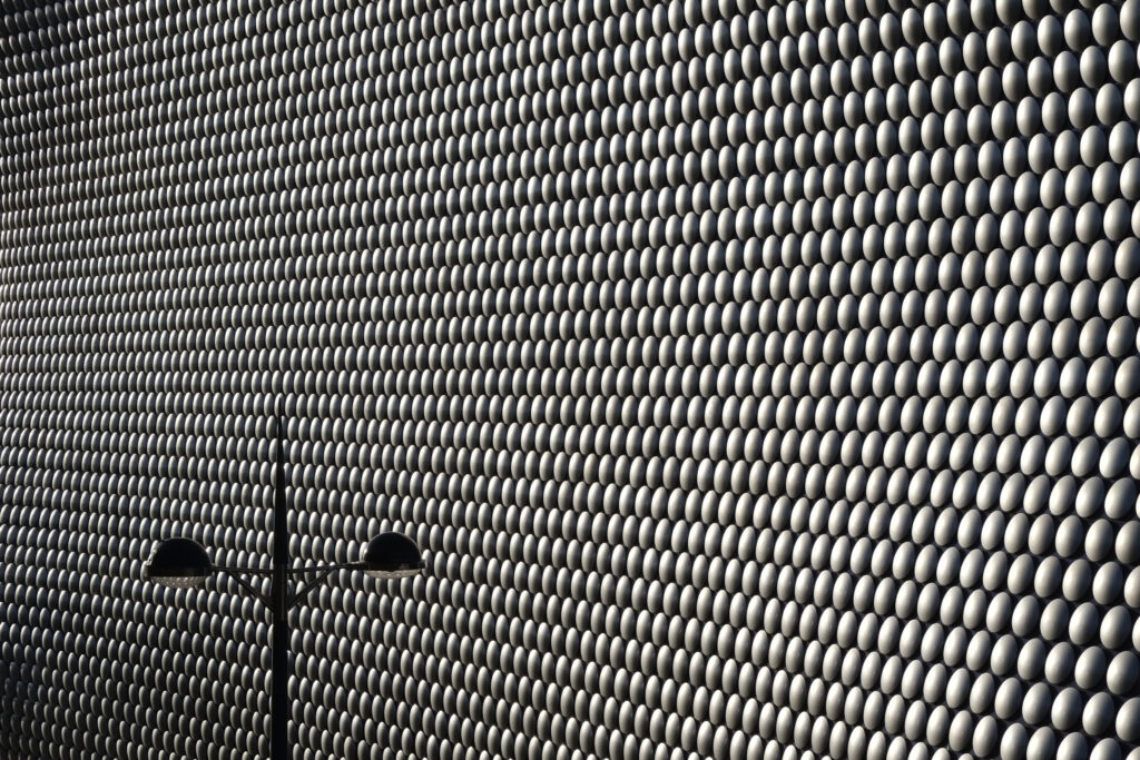 England, West Midlands, Birmingham City. Abstract shapes of the modern Selfridges building, part of the Bull Ring shopping centre in Birmingham.