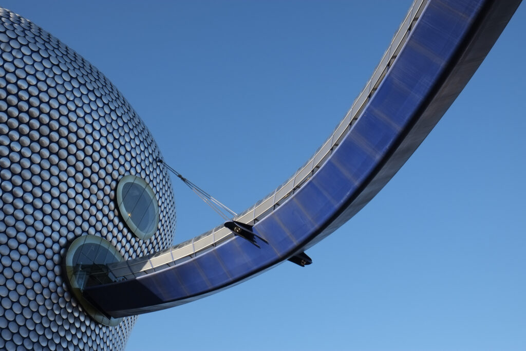 England, West Midlands, Birmingham City. Abstract shapes of the modern Selfridges building, part of the Bull Ring shopping centre in Birmingham.