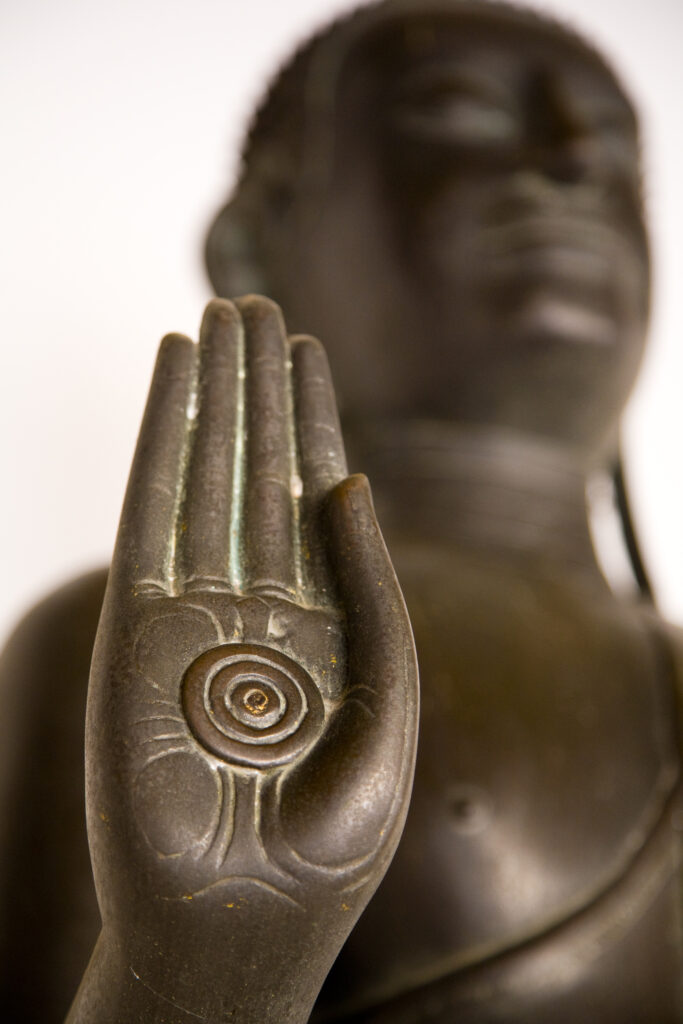 Thailand, Bangkok, Wat Benchamabophit. Buddha statue at Wat Benchamabophit known, also known as the Marble Temple