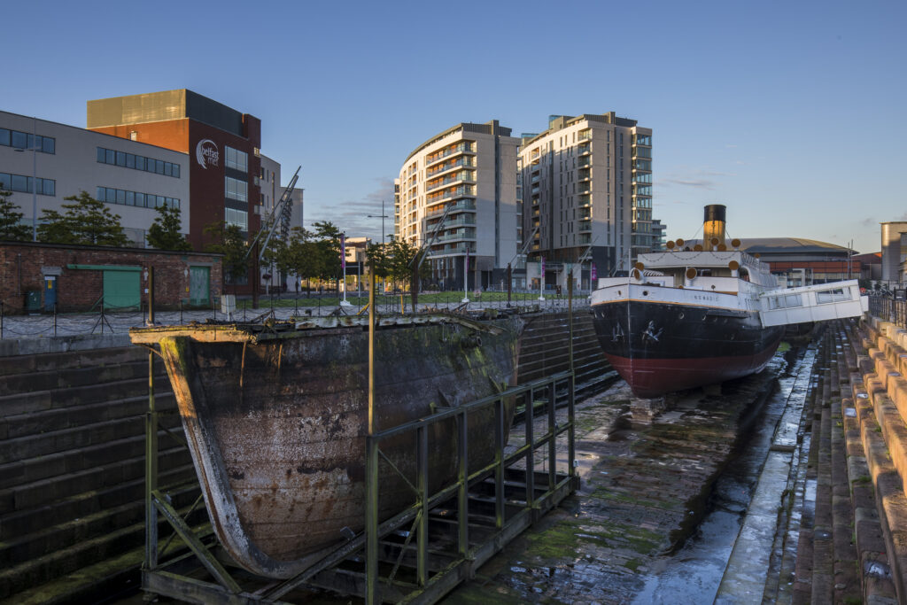 Northern Ireland, Belfast, Titanic Quarter. SS Nomadic, a White Star Line vessel built to transfer passengers and mail to and from RMS Olympic and RMS Titanic.