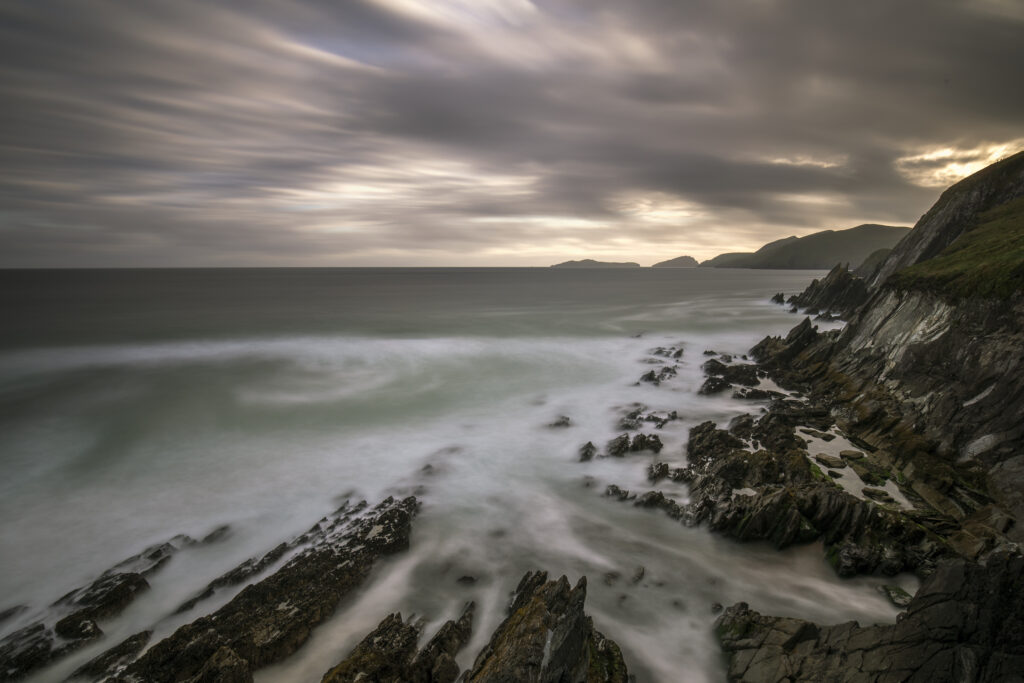 Republic of Ireland, County Kerry, Slea Head. Dramatic light near Slea Head Beach on the Wild Atlantic Way.