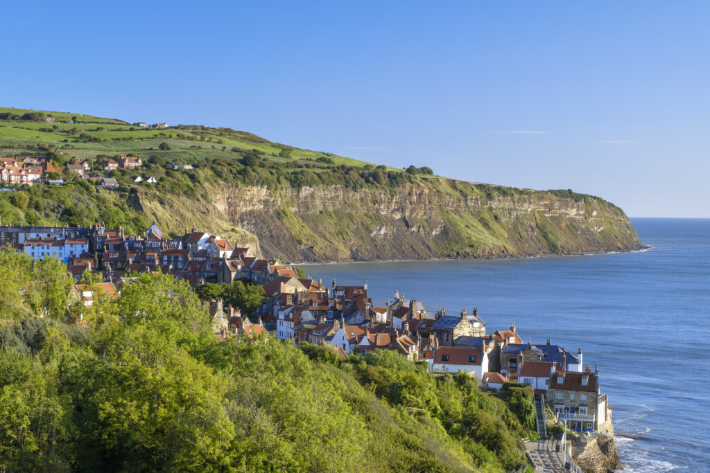 England, North Yorkshire, Robin Hood's Bay. Robin Hood's Bay, a small coastal village in the North York Moors National Park.