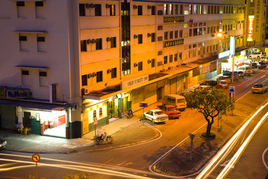 Sabah Malaysia, Borneo, Kota Kinabalu. Evening traffic in the streets of Kota Kinabalu, the capital city of Sabah.