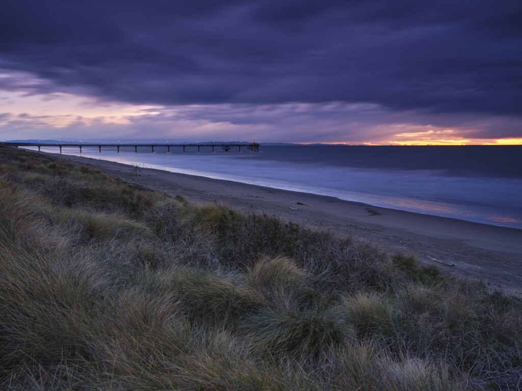 New Zealand, Christchurch, New South Brighton. New South Brighton photographed at sunrise.