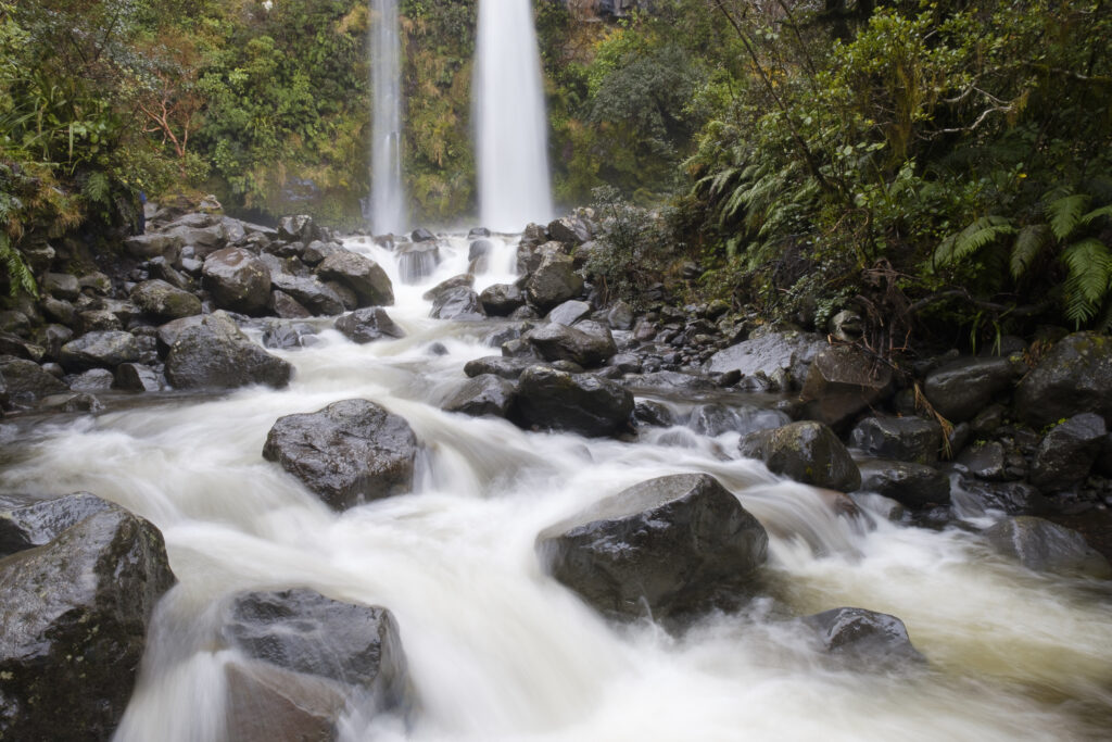 New Zealand, North Island, Egmont National Park. Dawson Falls, a popular location for a short walk near Taranaki.