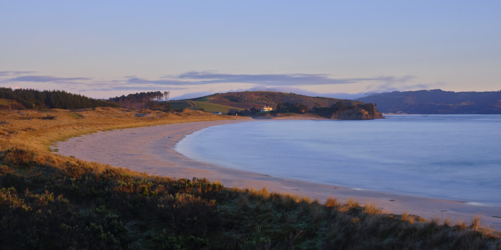 New Zealand, North Island, Tāwharanui Regional Park. Tawharanui beach and coastline, forming part of the Tāwharanui Open Sanctuary near Auckland.
