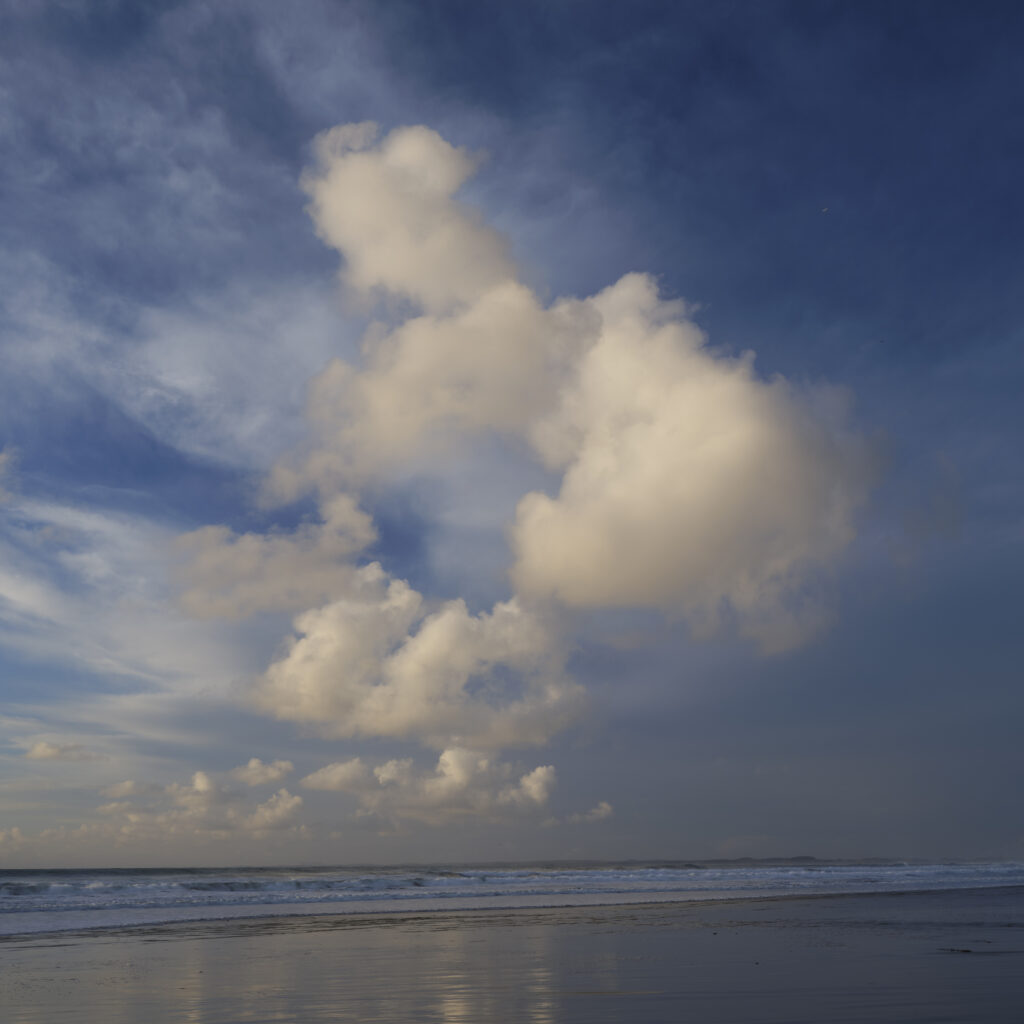 New Zealand, North Island, Ahipara. A clearing storm at the Ahipara beach in Northland, NZ.
