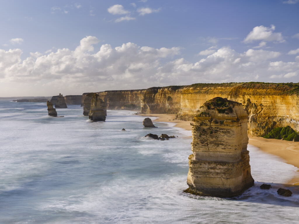 Australia, Victoria, The Twelve Apostles. The world famous Twelve Apostles limestone stacks located along the Great Ocean Road in Port Campbell National Park.