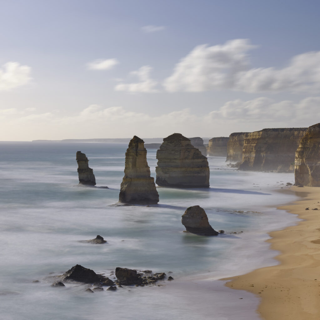 Australia, Victoria, The Twelve Apostles. The world famous Twelve Apostles limestone stacks located along the Great Ocean Road in Port Campbell National Park.
