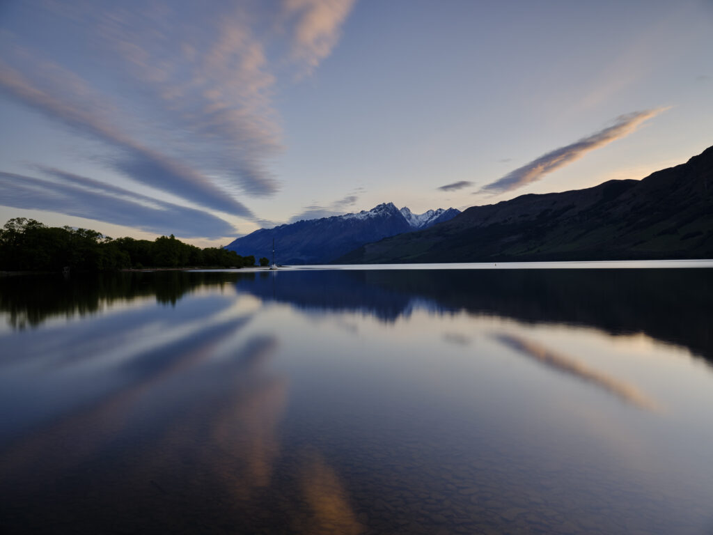 New Zealand, South Island, Queenstown. Lake Wakatipu at the the small townshop of Glenorchy near Queenstown.