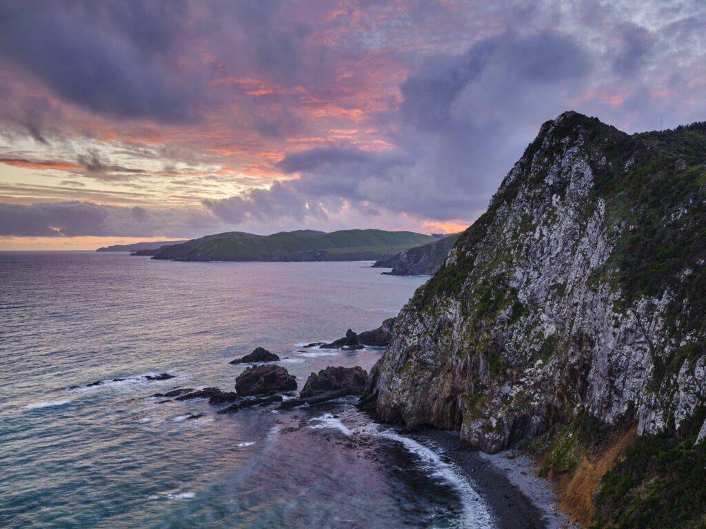 New Zealand, Southland, The Catlins. Looking south from Nugget Point, located at the northern end of the Catlins coast.
