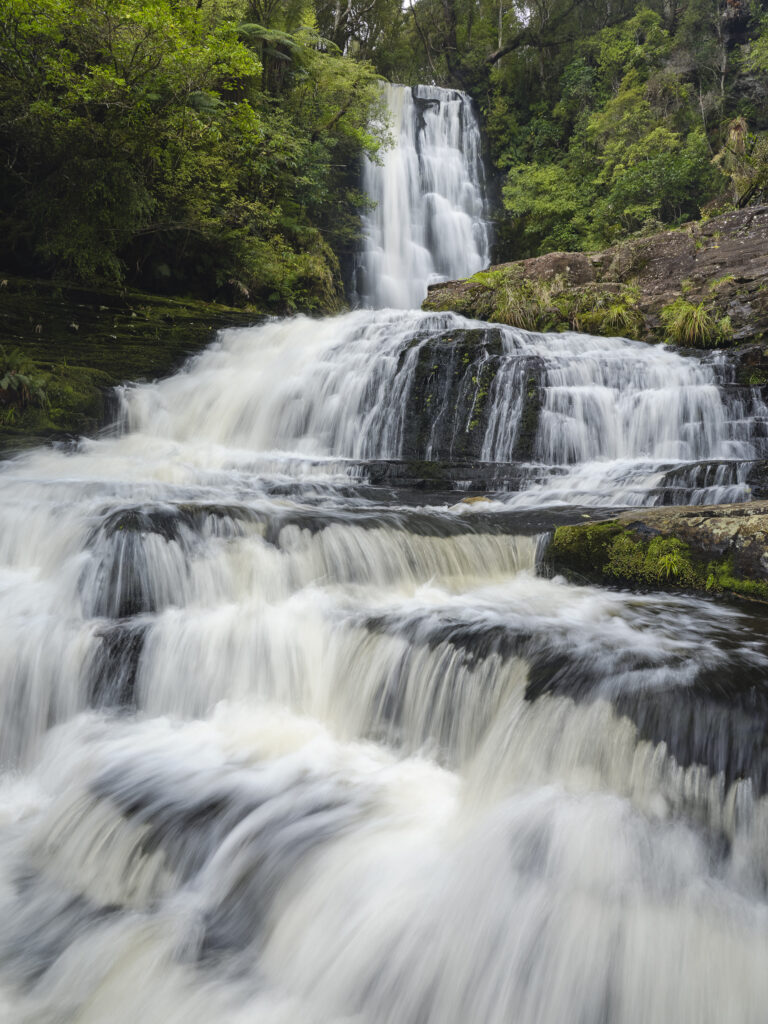 New Zealand, Southland, The Catlins. McLean Falls, located on the Tautuku River in the Catlins Forest Park.