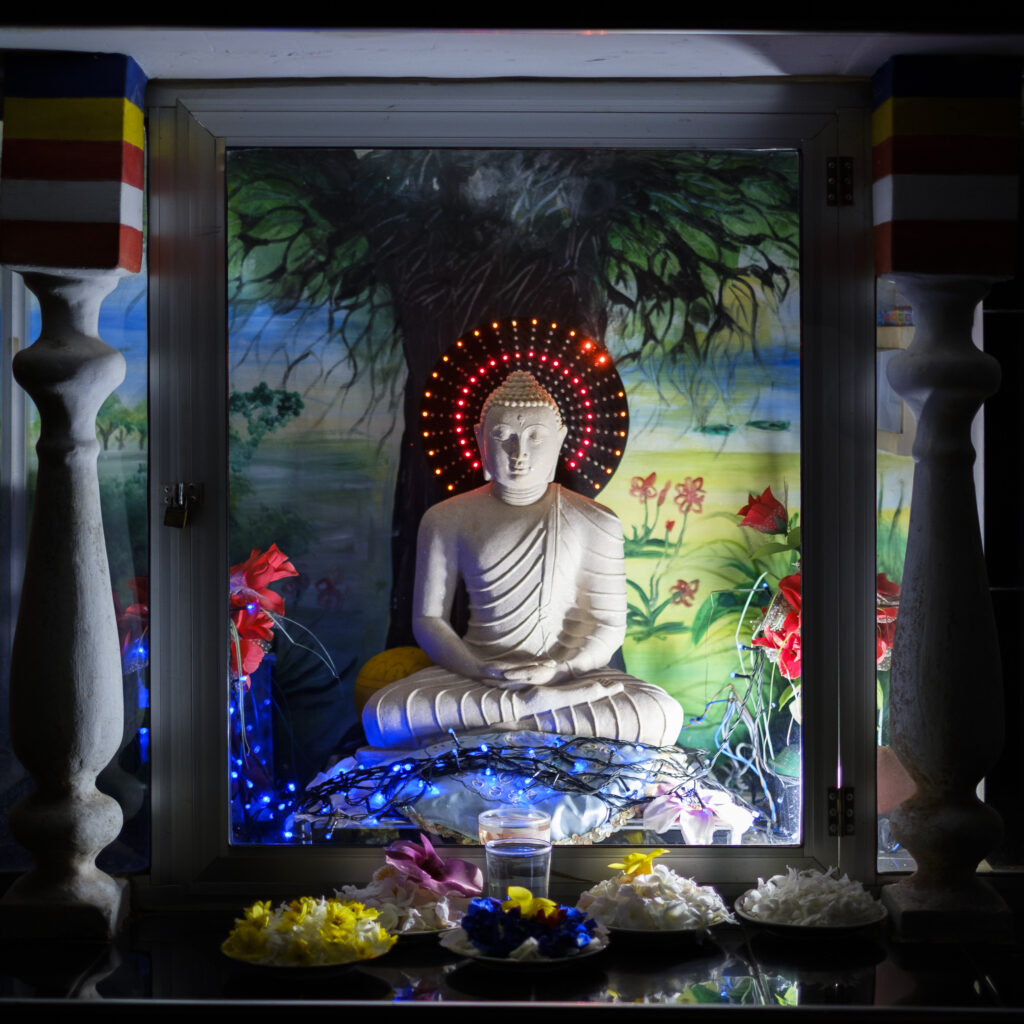 Sri Lanka, Galle District, Ahungalla. Buddha statue near Ahungalla.