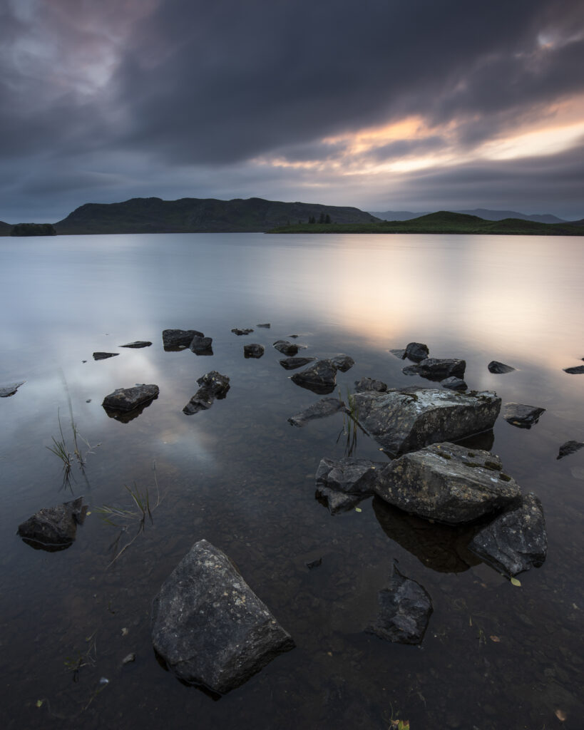 Scotland, Scottish Highlands, Loch Tarff. Dusk at Loch Tarff, a small freshwater loch located near Loch Ness and Fort Augustus.