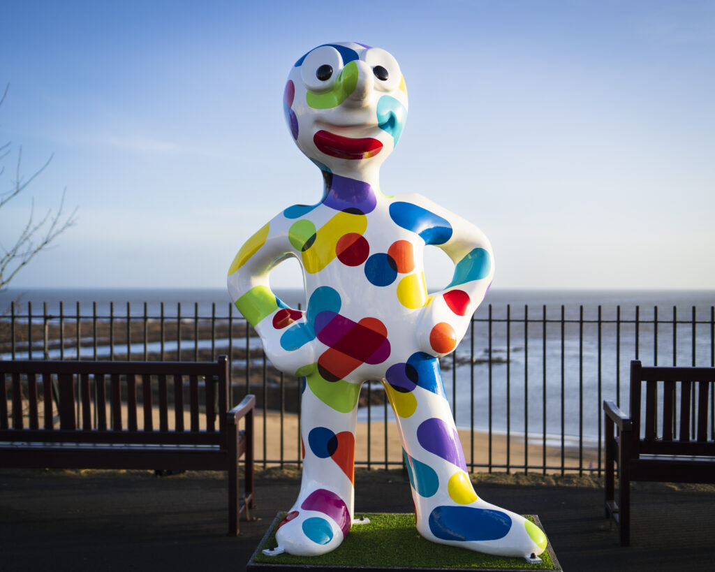 England, North Tyneside, Morph's Epic Art Adventure. In 2022, North Tyneside become the home to the world’s first-ever Morph art trail with twenty individually-designed, life-sized Morph sculptures being on display in Whitley Bay, Tynemouth, North Shields, Cullercoats, Wallsend, Killingworth and Forest Hall.