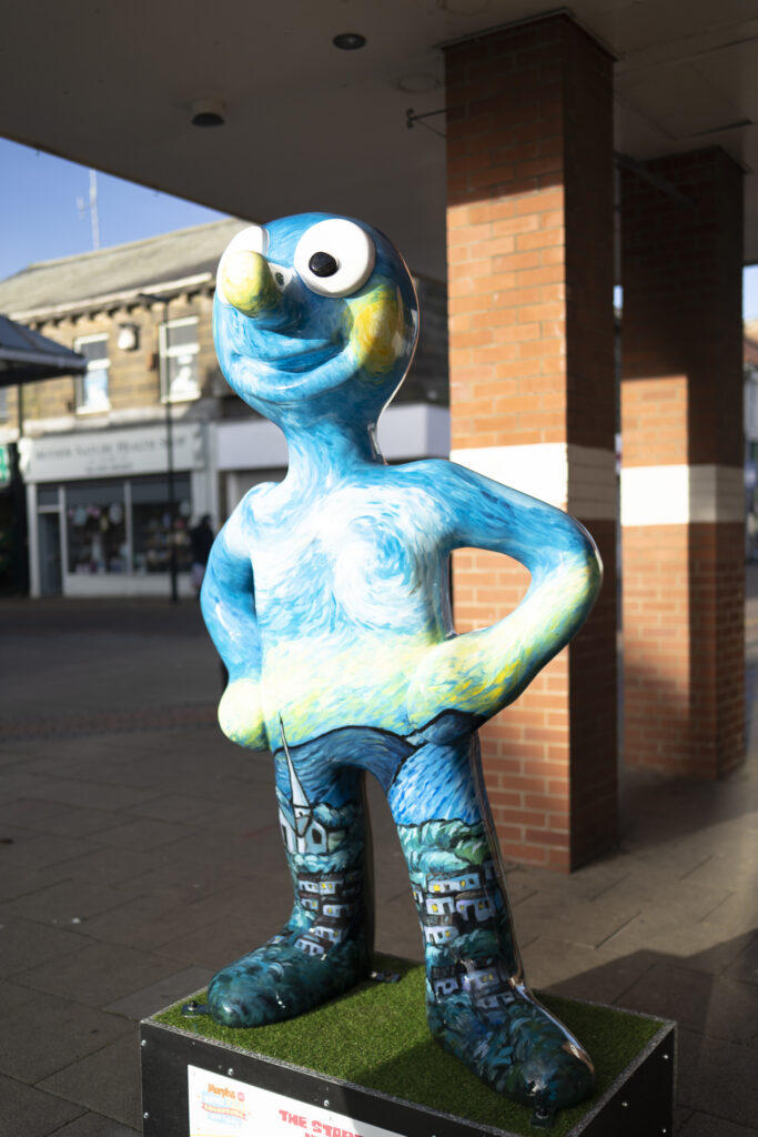 England, North Tyneside, Morph's Epic Art Adventure. In 2022, North Tyneside become the home to the world’s first-ever Morph art trail with twenty individually-designed, life-sized Morph sculptures being on display in Whitley Bay, Tynemouth, North Shields, Cullercoats, Wallsend, Killingworth and Forest Hall.