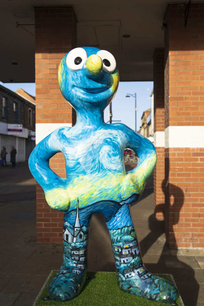 England, North Tyneside, Morph's Epic Art Adventure. In 2022, North Tyneside become the home to the world’s first-ever Morph art trail with twenty individually-designed, life-sized Morph sculptures being on display in Whitley Bay, Tynemouth, North Shields, Cullercoats, Wallsend, Killingworth and Forest Hall.