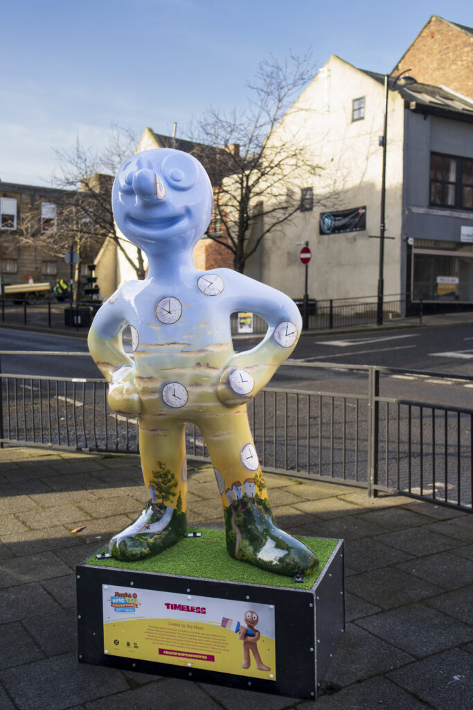 England, North Tyneside, Morph's Epic Art Adventure. In 2022, North Tyneside become the home to the world’s first-ever Morph art trail with twenty individually-designed, life-sized Morph sculptures being on display in Whitley Bay, Tynemouth, North Shields, Cullercoats, Wallsend, Killingworth and Forest Hall.