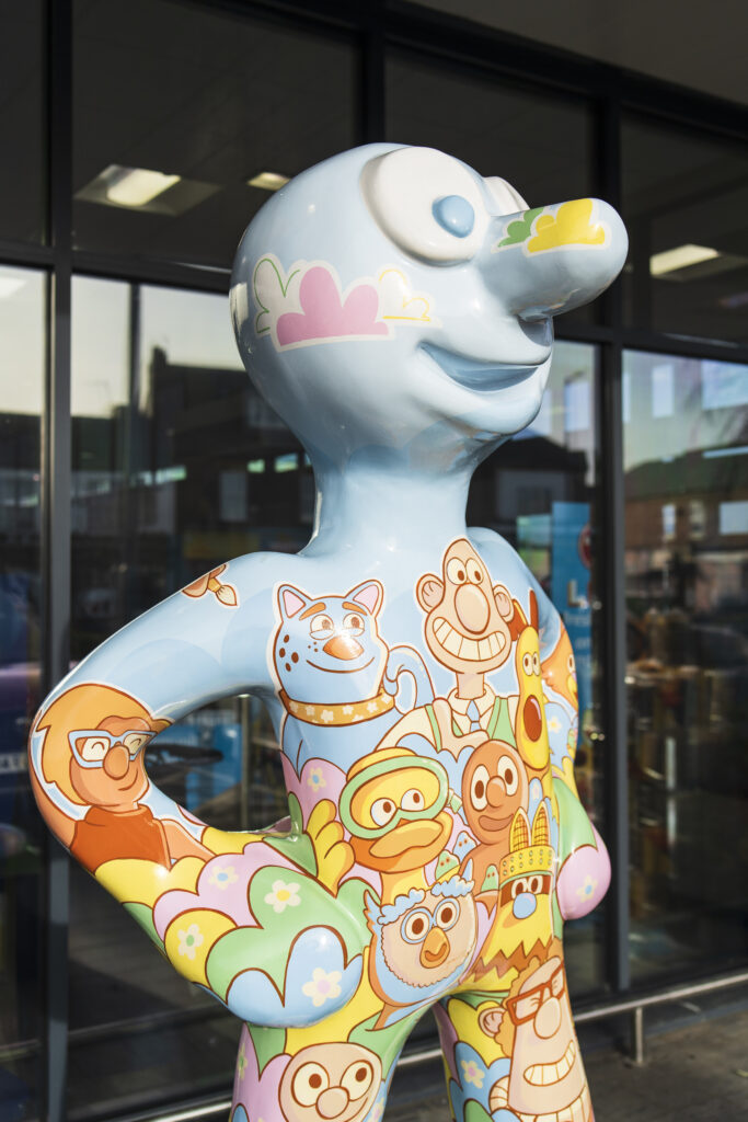 England, North Tyneside, Morph's Epic Art Adventure. In 2022, North Tyneside become the home to the world’s first-ever Morph art trail with twenty individually-designed, life-sized Morph sculptures being on display in Whitley Bay, Tynemouth, North Shields, Cullercoats, Wallsend, Killingworth and Forest Hall.
