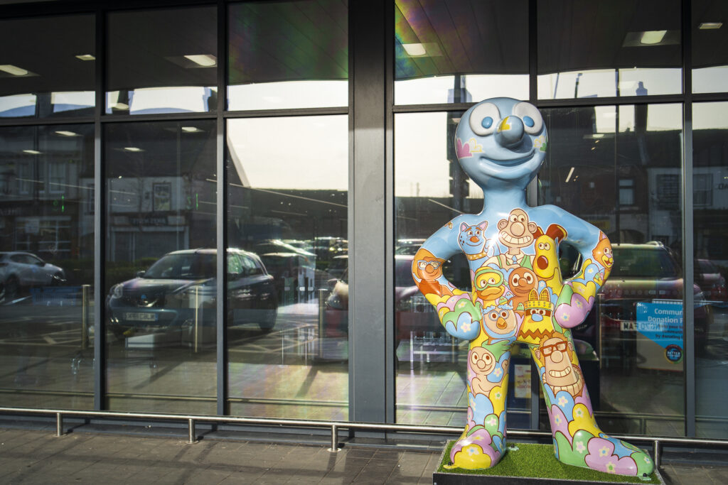 England, North Tyneside, Morph's Epic Art Adventure. In 2022, North Tyneside become the home to the world’s first-ever Morph art trail with twenty individually-designed, life-sized Morph sculptures being on display in Whitley Bay, Tynemouth, North Shields, Cullercoats, Wallsend, Killingworth and Forest Hall.