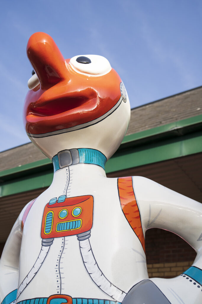 England, North Tyneside, Morph's Epic Art Adventure. In 2022, North Tyneside become the home to the world’s first-ever Morph art trail with twenty individually-designed, life-sized Morph sculptures being on display in Whitley Bay, Tynemouth, North Shields, Cullercoats, Wallsend, Killingworth and Forest Hall.