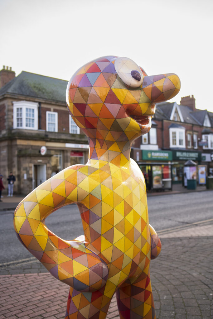 England, North Tyneside, Morph's Epic Art Adventure. In 2022, North Tyneside become the home to the world’s first-ever Morph art trail with twenty individually-designed, life-sized Morph sculptures being on display in Whitley Bay, Tynemouth, North Shields, Cullercoats, Wallsend, Killingworth and Forest Hall.