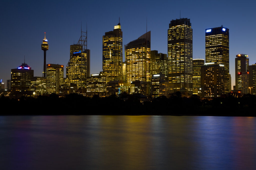 Australia, New South Wales, Sydney. Sydney Central Business District viewed from across the harbour.