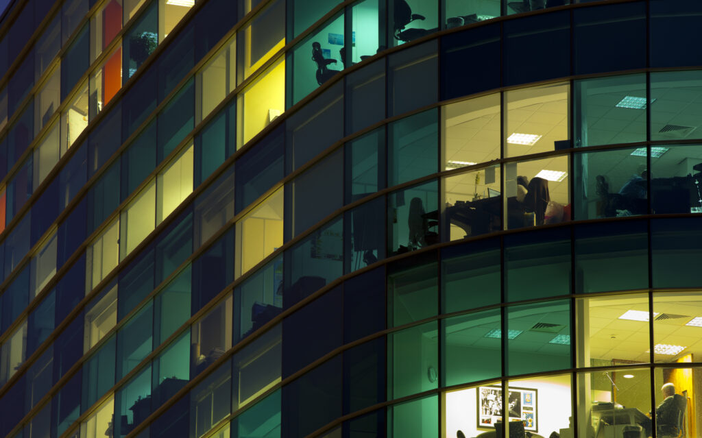 England, Greater Manchester, Salford Quays. Detail shot of the modern architecture of office appartments near Media City UK located on the Salford Quays.