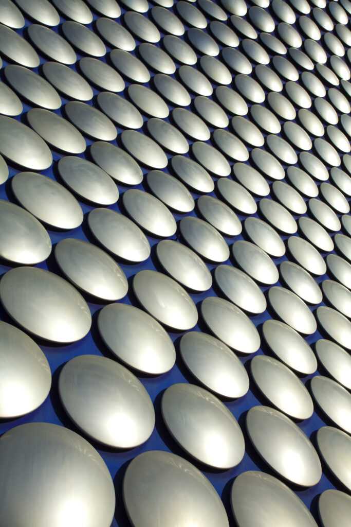 England, West Midlands, Birmingham. Abstract shapes of the modern Selfridges building, part of the Bull Ring shopping centre in Birmingham.