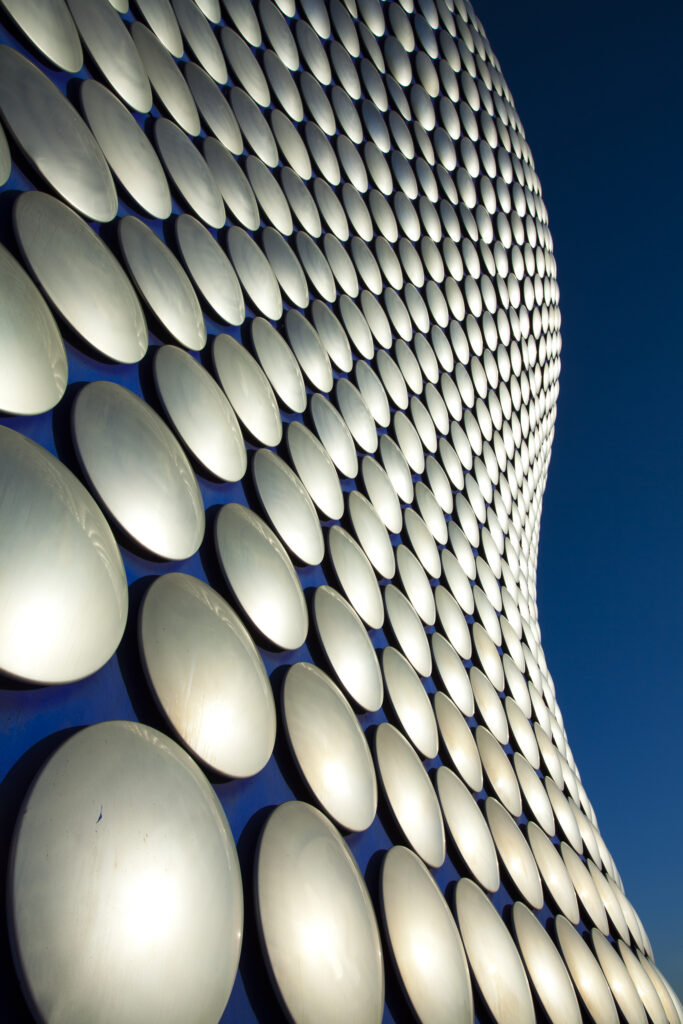 England, West Midlands, Birmingham. Abstract shapes of the modern Selfridges building, part of the Bull Ring shopping centre in Birmingham.