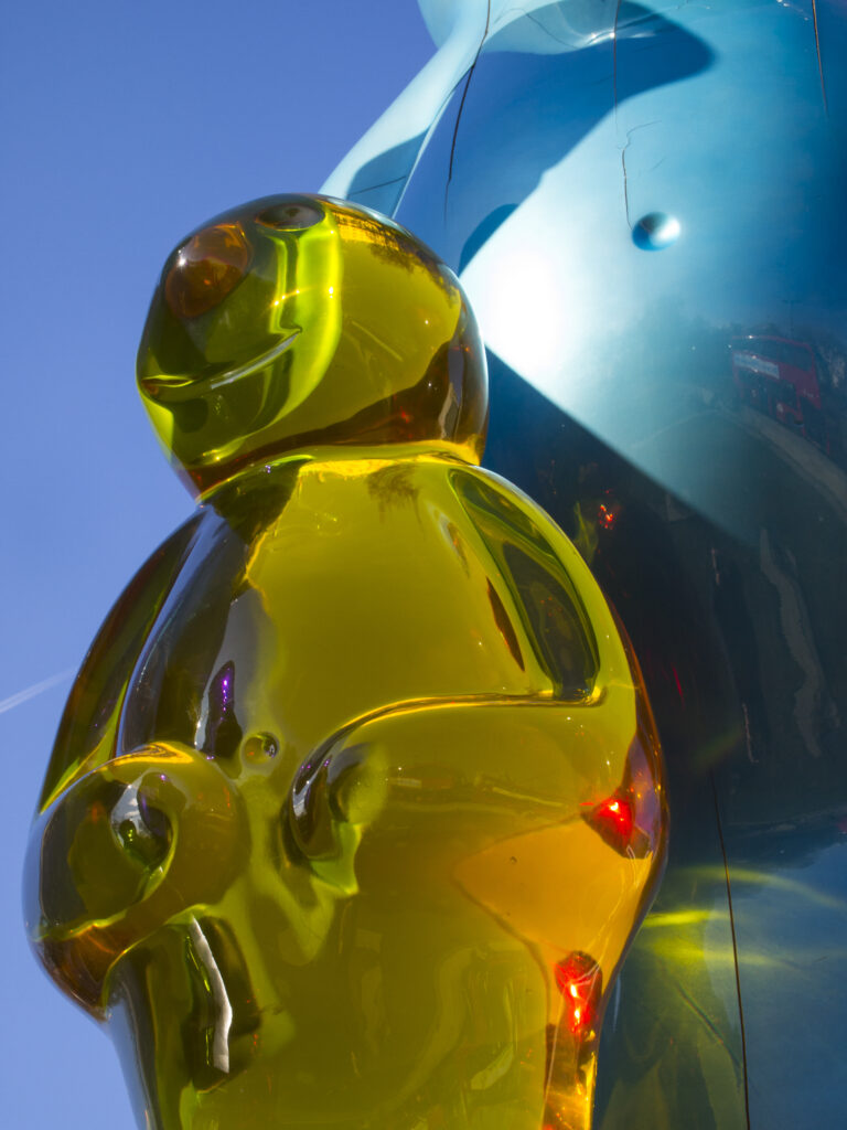 England, London, Marble Arch. The Jelly Baby sculpture created by Italian pop artist Mauro Perucchetti on display at Marble Arch in London.