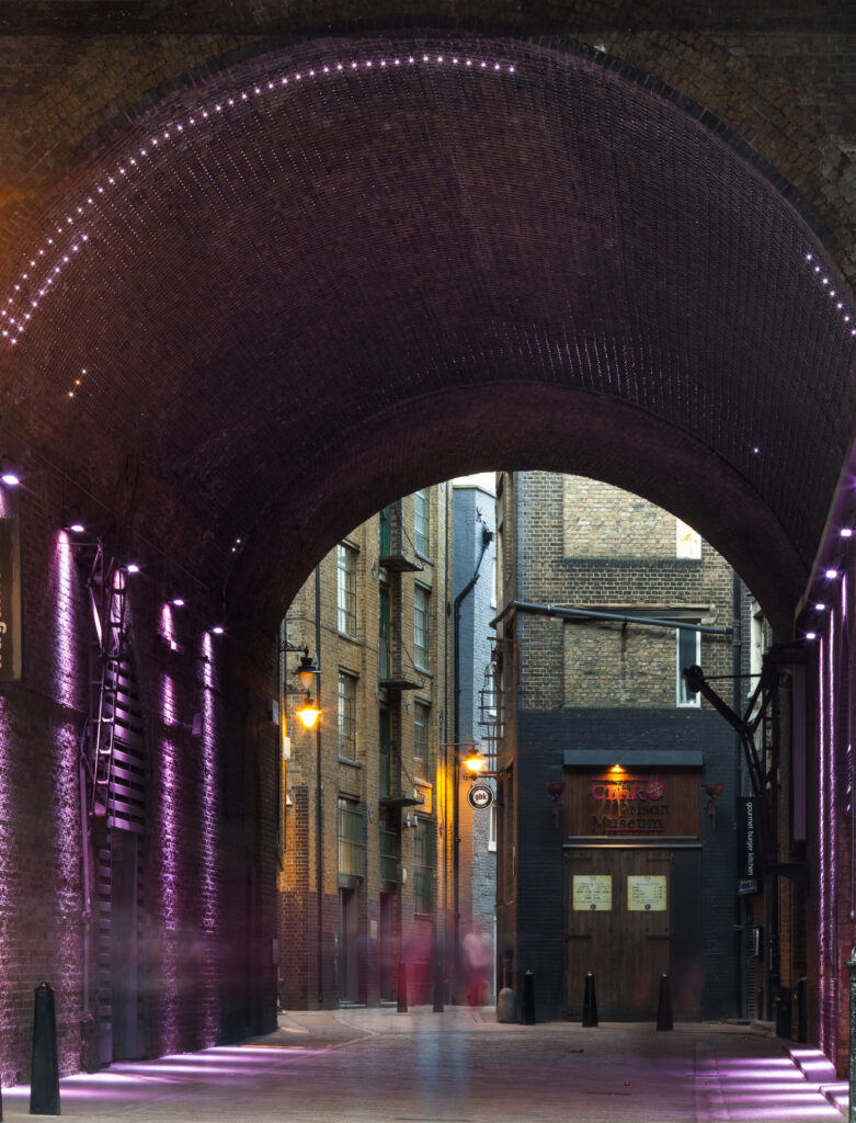 England, Greater London, London City. Archway leading to the Clink Prison Museum, on the original site of the Clink Prison, near the River Thames.